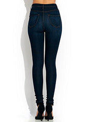 Juniors Stretch Skinny High Waist Dark Wash Denim Long Jean Pants by VIBRANT
