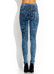 Juniors Sexy High Waist Acid Wash distress Denim Long Denim Pants by Vibrant