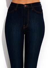 Juniors Stretch Skinny High Waist Dark Wash Denim Long Jean Pants by VIBRANT