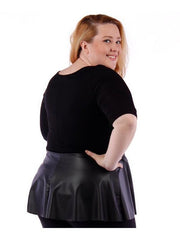 Fall Essentials 3/4 Sleeve Fit and Flare Top With Pleather (1X-3X)