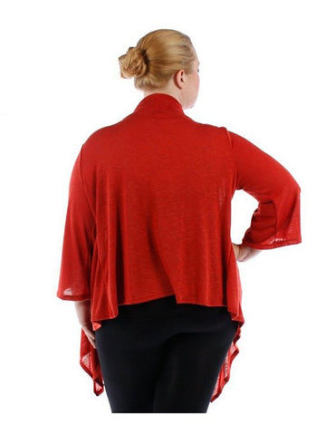Fall Essentials Plus Size Open Front Solid Basic Waterfall Cardigan (4X-6X)