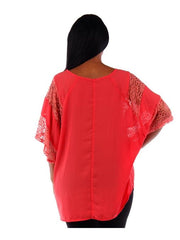 Fall Essentials Plus Size Lace Paneled Batwing Top
