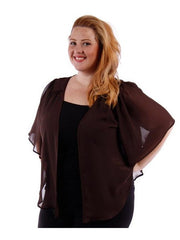 Fall Essentials Plus Size Open Front Short Sleeve Chiffon Waterfall Cardigan (1X-3X)