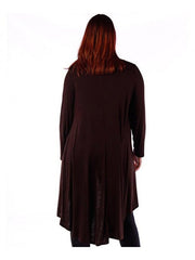 Fall Essentials Plus Size High Low Draped Cardigan (4X-6X)