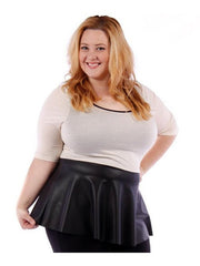 Fall Essentials 3/4 Sleeve Fit and Flare Top With Pleather (1X-3X)