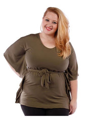 Fall Essentials Plus Size Tunic With Tie Waist Belt (1X-6X)