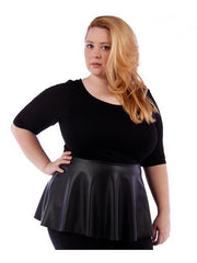 Fall Essentials 3/4 Sleeve Fit and Flare Top With Pleather (1X-3X)