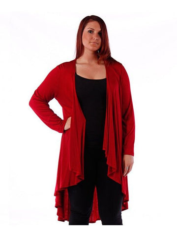 Fall Essentials Plus Size High Low Draped Cardigan (4X-6X)
