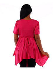 Fall Essentials Plus Size Draped Fuchsia Blouse With Ornate Gatherings (1X-6X)