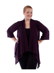 Fall Essentials Plus Size Open Front Solid Basic Waterfall Cardigan (4X-6X)