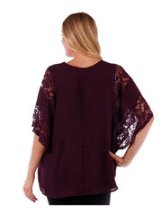 Fall Essentials Plus Size Lace Paneled Batwing Top