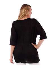 Fall Essentials Plus Size Embellished Shoulder Draped Neck Boxy Top (1X-6X)