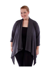 Fall Essentials Plus Size Open Front Solid Basic Waterfall Cardigan (4X-6X)