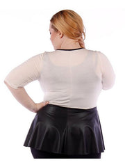 Fall Essentials 3/4 Sleeve Fit and Flare Top With Pleather (1X-3X)