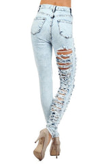 Women's Destroyed Acid Wash Jeans