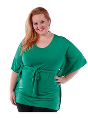 Fall Essentials Plus Size Tunic With Tie Waist Belt (1X-6X)
