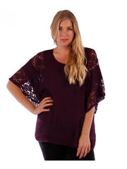 Fall Essentials Plus Size Lace Paneled Batwing Top