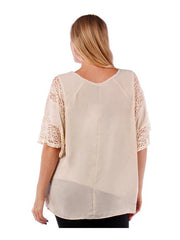Fall Essentials Plus Size Lace Paneled Batwing Top