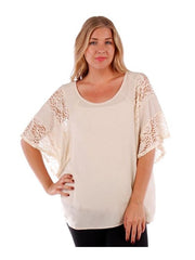 Fall Essentials Plus Size Lace Paneled Batwing Top