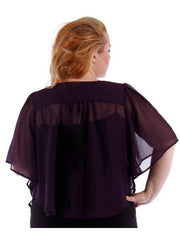 Fall Essentials Plus Size Open Front Short Sleeve Chiffon Waterfall Cardigan (1X-3X)
