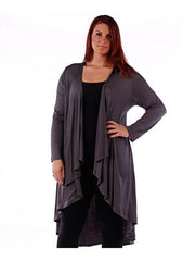 Fall Essentials Plus Size High Low Draped Cardigan (4X-6X)