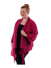 Fall Essentials Plus Size Open Front Solid Basic Waterfall Cardigan (4X-6X)