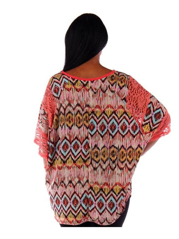 Fall Essentials Plus Size Lace Paneled Batwing Top