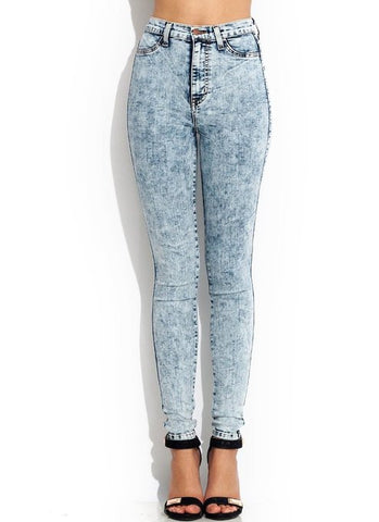 High-Waisted Acid Wash Jeans