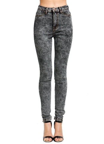 High-Waisted Acid Wash Jeans