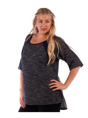 Fall Essentials Plus Size 3/4 Sleeve Heather Knit Top