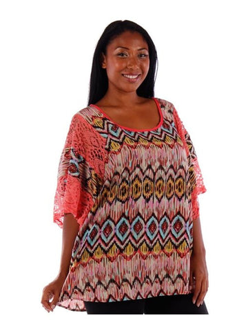 Fall Essentials Plus Size Lace Paneled Batwing Top