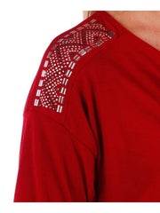 Fall Essentials Plus Size Embellished Shoulder Draped Neck Boxy Top (1X-6X)