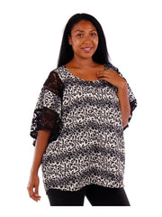 Fall Essentials Plus Size Lace Paneled Batwing Top