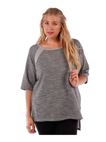 Fall Essentials Plus Size 3/4 Sleeve Heather Knit Top