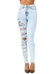 Women's Destroyed Acid Wash Jeans