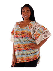 Fall Essentials Plus Size Lace Paneled Batwing Top