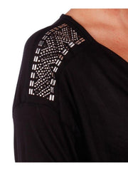 Fall Essentials Plus Size Embellished Shoulder Draped Neck Boxy Top (1X-6X)