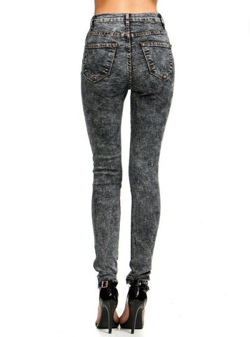 High-Waisted Acid Wash Jeans