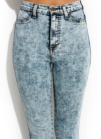 High-Waisted Acid Wash Jeans