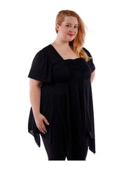 Fall Essentials Plus Size Draped Blouse With Ornate Gatherings (1X-6X)
