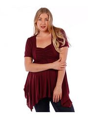 Fall Essentials Plus Size Draped Blouse With Ornate Gatherings (1X-6X)
