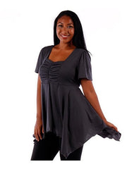 Fall Essentials Plus Size Draped Blouse With Ornate Gatherings (1X-6X)