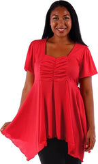 Fall Essentials Plus Size Draped Blouse With Ornate Gatherings (1X-6X)