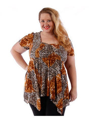 Fall Essentials Plus Size Draped Blouse With Ornate Gatherings (1X-6X)