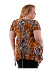 Fall Essentials Plus Size Draped Blouse With Ornate Gatherings (1X-6X)