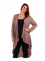 Fall Essentials Plus Size High Low Draped Cardigan (4X-6X)