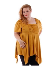 Fall Essentials Plus Size Draped Blouse With Ornate Gatherings (1X-6X)