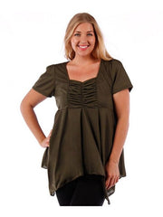 Fall Essentials Plus Size Draped Blouse With Ornate Gatherings (1X-6X)