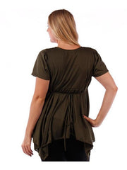 Fall Essentials Plus Size Draped Blouse With Ornate Gatherings (1X-6X)