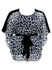 Fall Essentials Plus Size Printed Chiffon Tie Waist Tunic